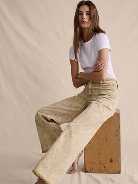 Zara High-Rise Wide-Leg Jeans in Butter Yellow